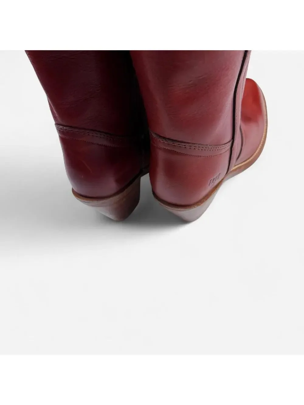 Frye 70s Campus Boots Tall Leather Stacked Heel in Oxblood Burgundy